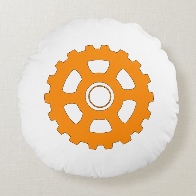 Cojín Redondo Industrial Orange Gear Cogwheel (Anverso)