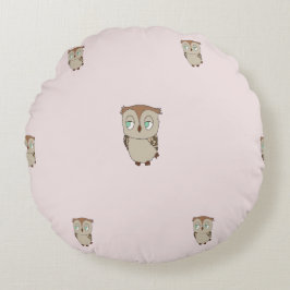 Cojín redondo infantil, con diseño de lechuza.