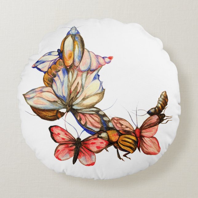 Cojín Redondo Insectos bailarines (Anverso)