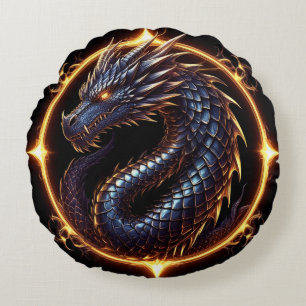 Cojín Redondo Insignia de dragón medieval para regalo de jugador