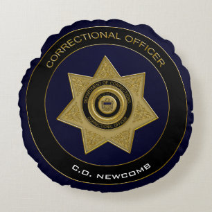 Cojín Redondo Insignia de funcionario correccional, oro de almoh