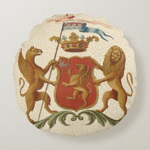 Cojín Redondo Insignia heráldica majestuosa con el grifo y el