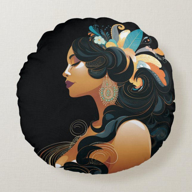 COJÍN REDONDO INSPIRACIÓN NATIVA #3 (Anverso)