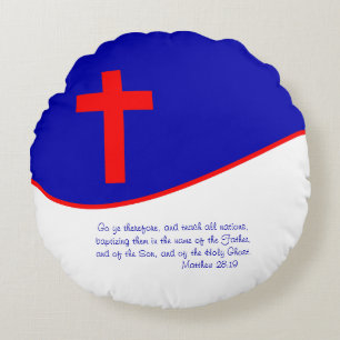 Cojín Redondo Inspirado en la bandera cristiana