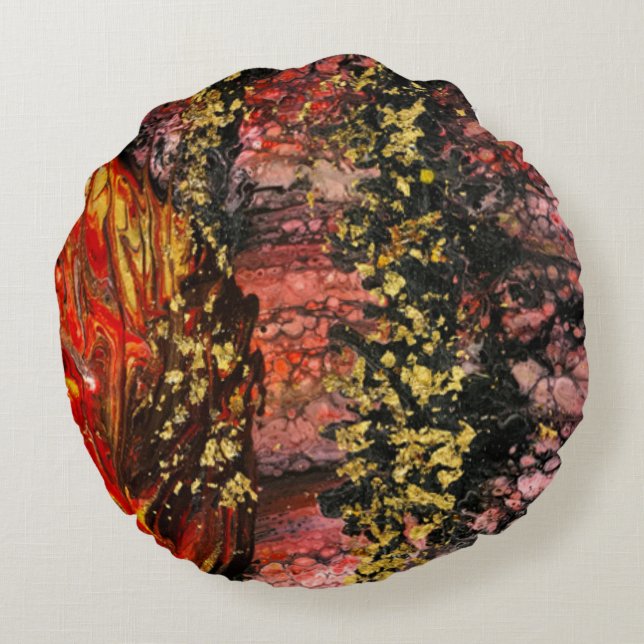 Cojín Redondo Inspirado por los incendios de California (Reverso)