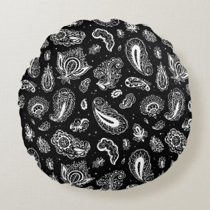 Cojín Redondo Intrincado patrón floral de paisley y ornamental