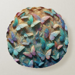 Cojín Redondo Iridescent Butterfly Garden