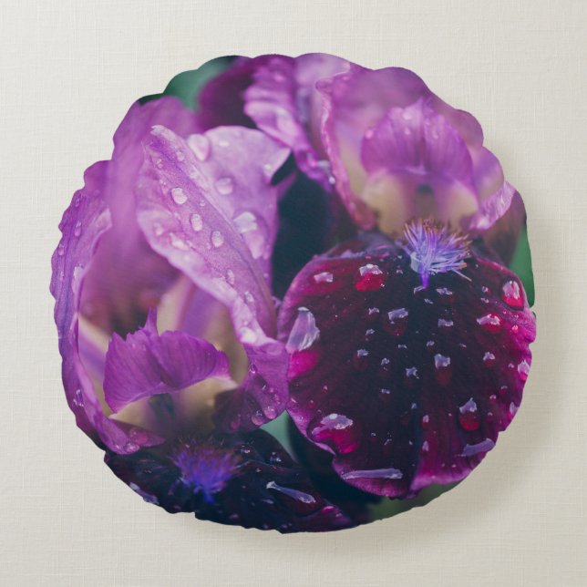 Cojín Redondo Iris púrpura tras la lluvia (Anverso)