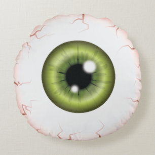 Cojín Redondo Iris Verde Ojo Espantoso Ensangrentado Halloween