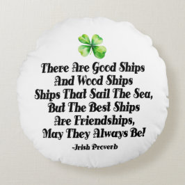 Cojín Redondo Irish Friendship Ships Proverb Four Leaf Clover 