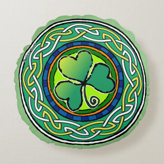Cojín Redondo Irish shamrock (Anverso)