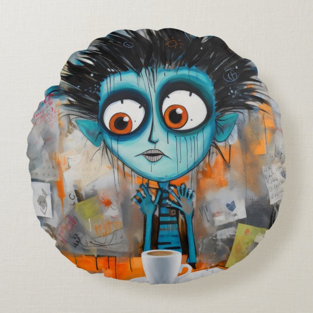 Cojín Redondo Irodovix Inkwell Lunes por la mañana (Anverso)