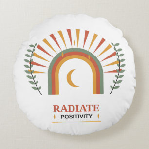 Cojín Redondo Irradia Positividad Boho Celestial Sol Luna Botáni