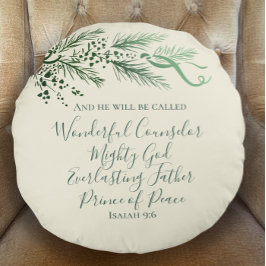 Cojín Redondo Isaiah 9:6 Regalo personalizado de Navidades moder