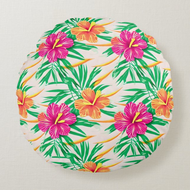 Cojín Redondo Isla Hibiscus Round Pillow (Anverso)