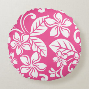 COJÍN REDONDO ISLA PLUMERIA (ROSA SANDÍA)