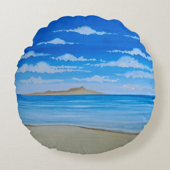 Cojín Redondo Isla Tropical (Anverso)