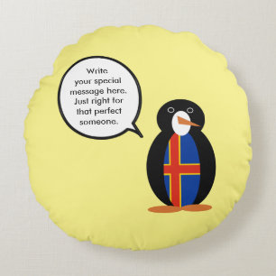 Cojín Redondo Islas Åland Penguin Ms Personalizado Hablando 