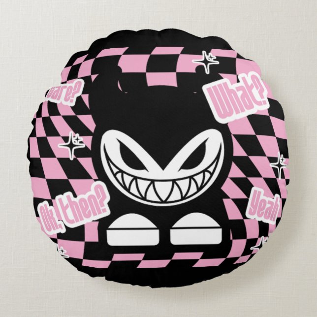 Cojín Redondo It’s Not Labubou, It’s Lachouchou | Pink Aesthetic (Anverso)