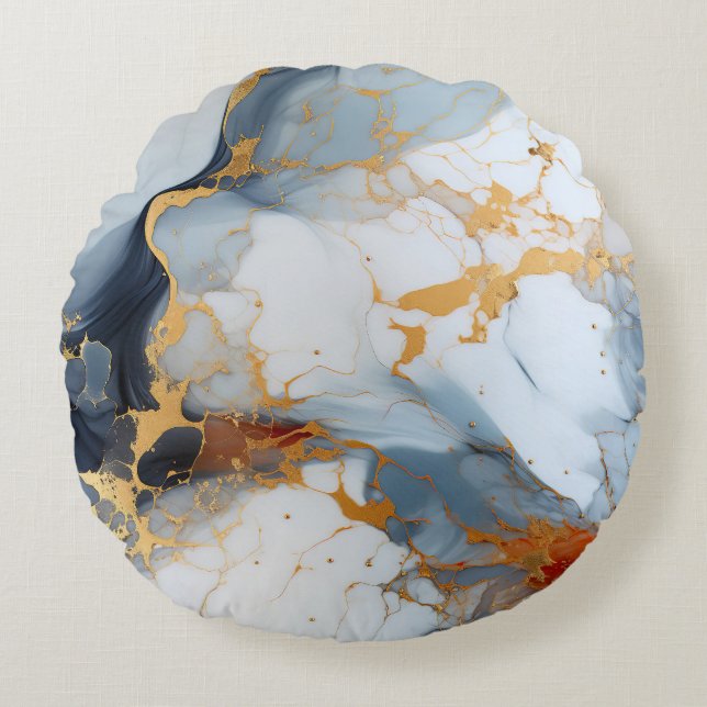 Cojín Redondo Ivory Marble with Gold & Rust Veins (Anverso)