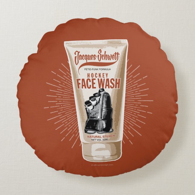 Cojín Redondo Jacques Schwett Hockey Face Wash Round Pillow (Anverso)