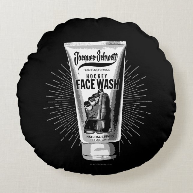 Cojín Redondo Jacques Schwett Hockey Face Wash Round Pillow (Anverso)