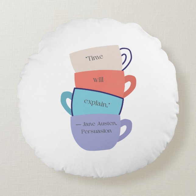Cojín Redondo Jane Austen Inspired Round Pillow (Anverso)