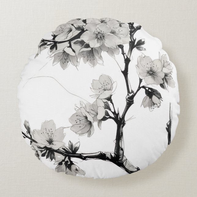 Cojín Redondo Japanese Cherry Blossom Sakura (Anverso)