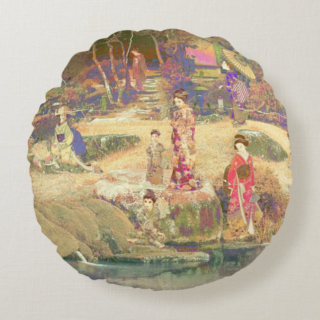 Cojín Redondo Japanese Garden II / Washed Edition (Anverso)