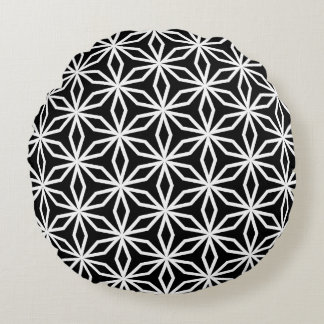 Cojín Redondo Japanese-Inspired Geometric Black and White