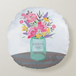 Cojín Redondo Jar Jar Vase del Día de la Madre de Amigo con flor