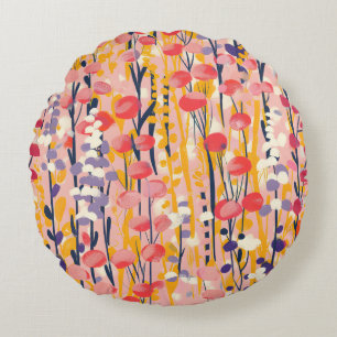Cojín Redondo Jardín Botánico Floral de Flores Silvestres Modern