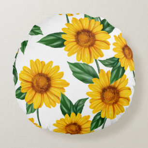 Cojín Redondo Jardín Brillante de Girasoles - Decoración Floral 