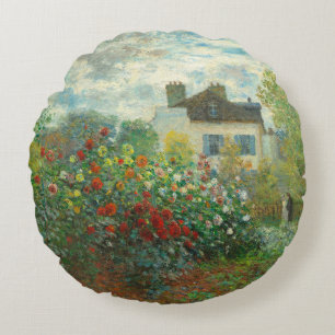 Cojín Redondo Jardín de artistas de Monet en Argenteuil Pintura