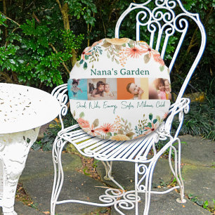 Cojín Redondo Jardín de la abuela de la Collage de fotos persona