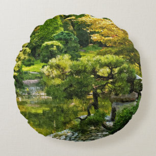 Cojín Redondo Jardín Japonés - Estética Tradicional