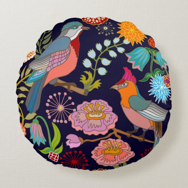 Cojín Redondo Jardín japonés: victoriano oriental sin problemas (Anverso)