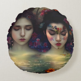 Cojín Redondo Jardín místico: Sueños Florales