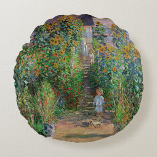 Cojín Redondo Jardín Monet Vetheuil Impressionim Pintura