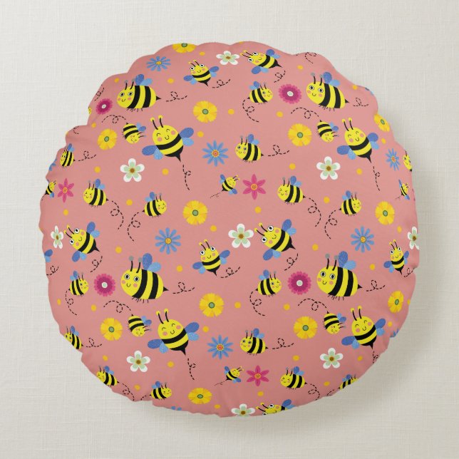 Cojín Redondo Jardín Sweet Bee Blossom (Anverso)