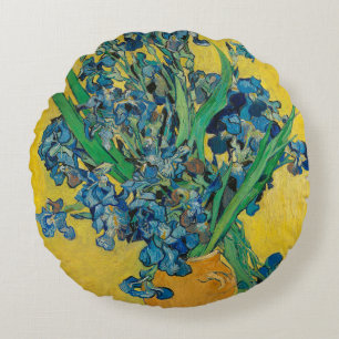 Cojín Redondo Jarrón Van Gogh con Iris Clasicismo Impresionista