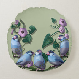 Cojín Redondo Java sparrows