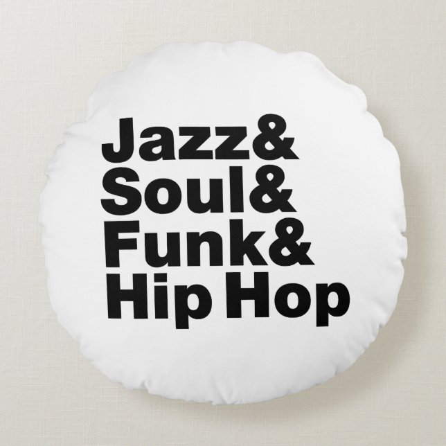 Cojín Redondo Jazz y Soul y Funk & Hip Hop (Anverso)