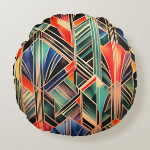 Cojín Redondo Jazzy geométrico  Elegante Clásico Boho Geométrico