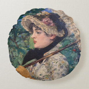 Cojín Redondo Jeanne (Primavera) Por Édouard Manet