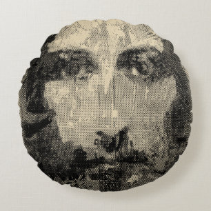 Cojín Redondo Jesucristo Collage medio tono negro + tus ideas