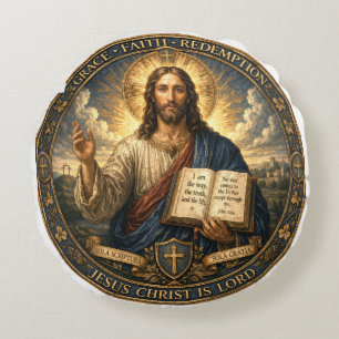 Cojín Redondo Jesucristo es Señor