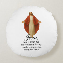 Cojín Redondo Jesus in Red and White