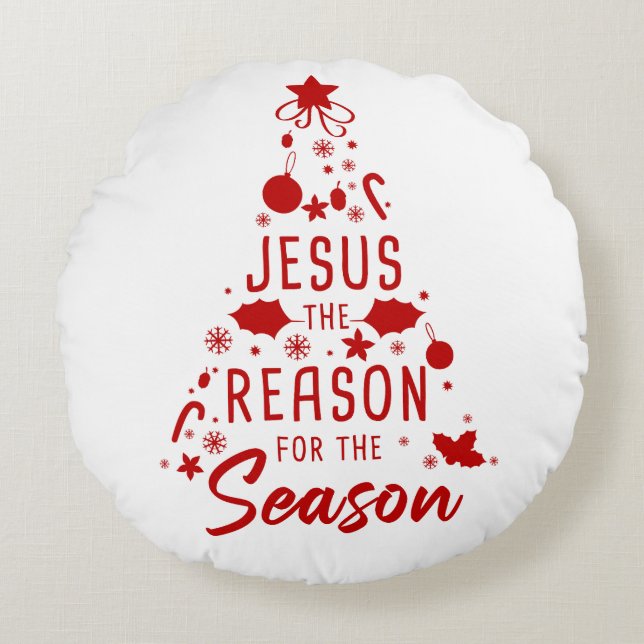 Cojín Redondo Jesús La Razón De La Temporada - Fe De Los Navidad (Anverso)