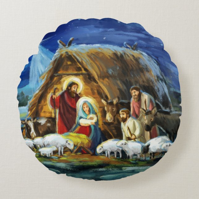 Cojín Redondo "Jesús nació" (Anverso)